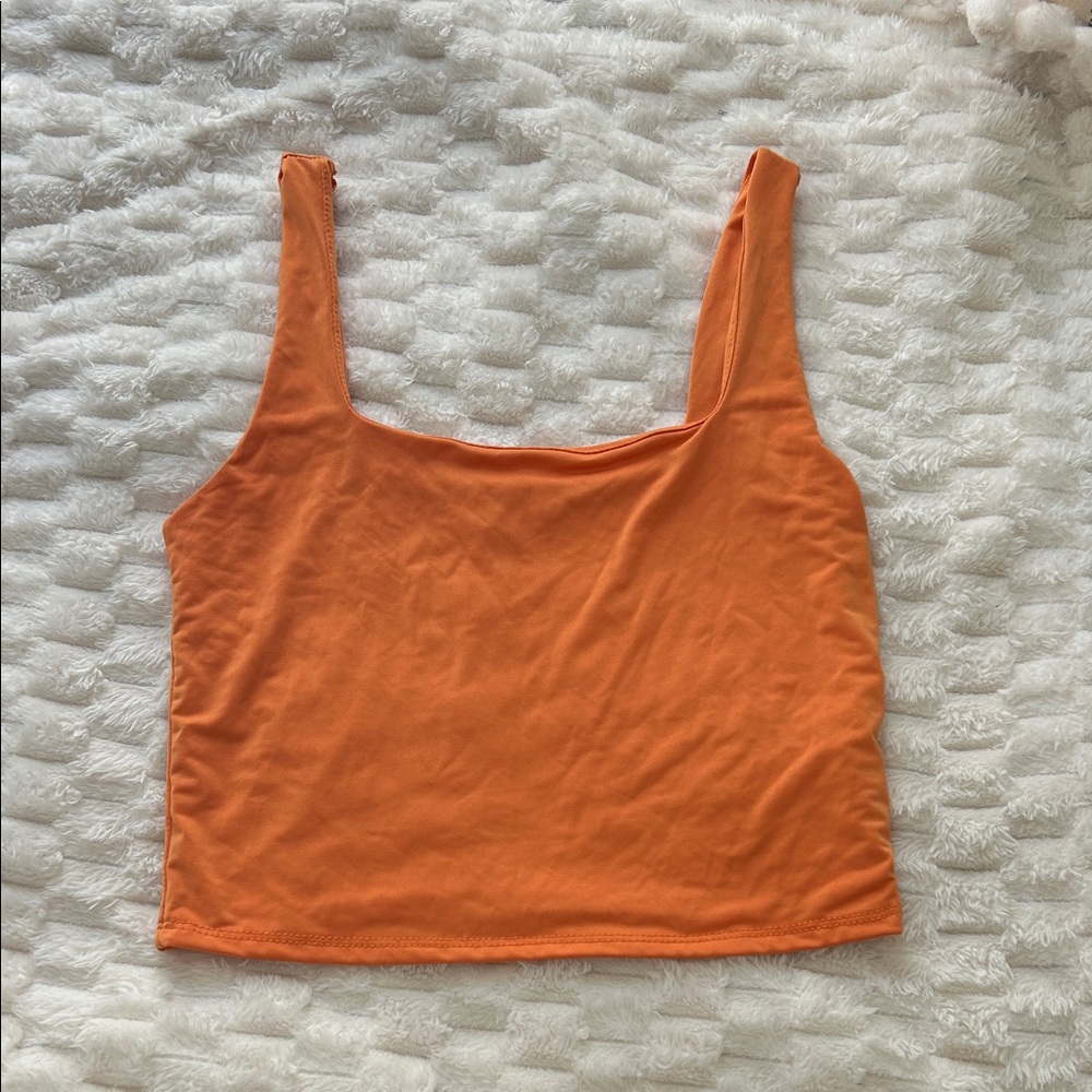 Orange Square Neck Tank Top